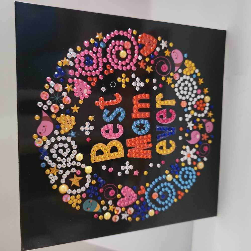 Handmade "Best Mom Ever" Diamond Painting Greeting Card